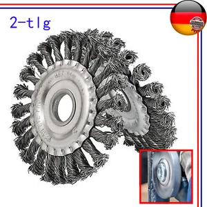 2X Drahtbürste Für Flex, Winkelschleifer Ø125mm X 22mm Gezopft Scheibenbürste - Bild 1 von 18