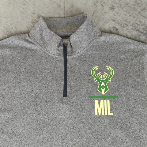 Milwaukee Bucks Sweatshirt Under Armour Combine Long Sleeve Gray Men XL Fitted Cover