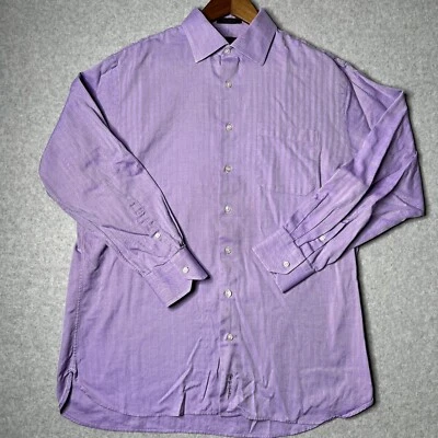 Vestido John W Nordstrom 100 % algodón egipcio LS abotonado para hombre 16,5 34 púrpura Foto 1 de 4