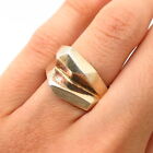 925 Sterling Silver Gold Plated Modernist Abstract Design Ring Size 5 3/4