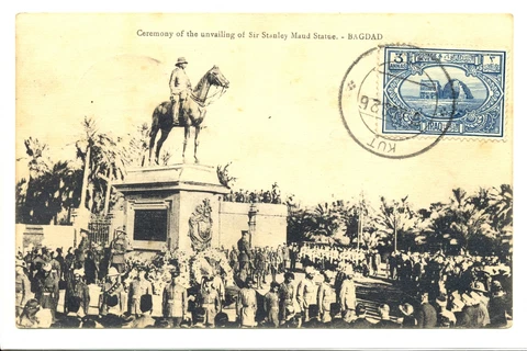 IRAQ 1926 PPC-MAUD STATUE - STAMP FRONT-TO HOLLAND-VF @12 Cover