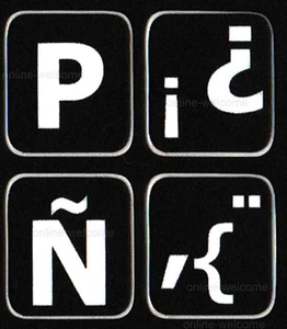 SPANISH TRADITIONAL LARGE LETTERS KEYBOARD STICKER NON TRANSPARENT BLACK - Picture 1 of 5