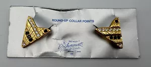 Vtg Rockmount Ranch Wear Round-Up Collar Points Denver Gold Tone W/rhinestones - Picture 1 of 1