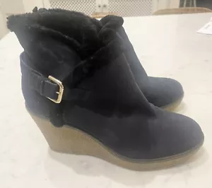 boden suede boots navy blue fur lined size 7  / 40 - Picture 1 of 7