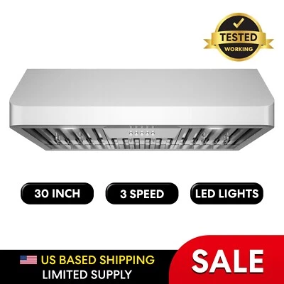 COSMO 30 In. Under Cabinet Range Hood (OPEN BOX) 500 CFM, Stainless Steel, Push Button