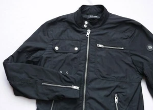 Diesel Biker Motorcycle Jacket mens Lined top size L Large SLIM Teflon black - Picture 1 of 13