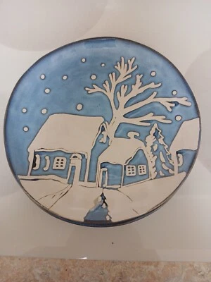 Juego de 4 Platos de Ensalada Eli & Ana Navidad Noche Azul Invierno Cabina Nieve 8" Foto 1 de 4