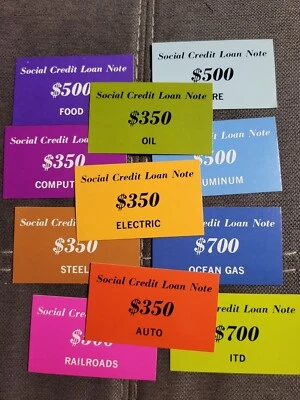 1973 Anti-Monopoly Board Game Parts Only! 11 SOCIAL CREDIT LOAN NOTES CARDS ONLY - Image 1 of 4