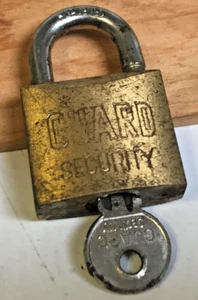 Vintage GUARD Security Brass Hardened Steel Padlock w/Key TESTED WORKS Smoothly - Picture 1 of 12