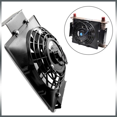 Ventilador de enfriador de aceite delgado de motor eléctrico universal de 7" Pull Push de 12 V 80 W negro Foto 1 de 4