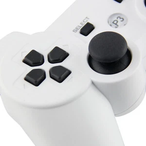 Manette PS3 Blanche Vibrante Sans Fil Bluetooth pour Console PS3, PC, Linux, Ras - Imagen 1 de 5