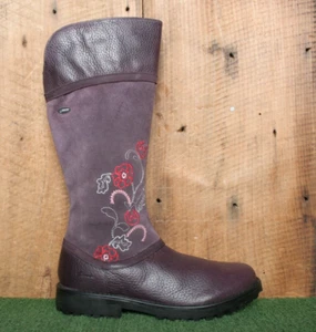 CLARKS 'Rhea Jane' Purple Leather Embroidered Suede Gore-Tex Boots Girls Sz. 5M - Picture 1 of 10