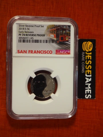 2018 S 5C REVERSE PROOF JEFFERSON NICKEL NGC PF70 EARLY RELEASES TROLLEY LABEL Cover