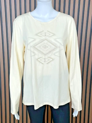 Camiseta top para mujer Lauren Ralph Lauren adorno occidental con cuentas XL beige azteca Foto 1 de 4