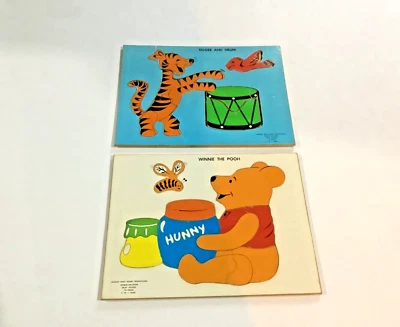 Rompecabezas de madera vintage 2 rompecabezas Disney Winnie the Pooh and Tigger 1965 Foto 1 de 4