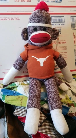 University Of Texas Sock Monkey UT Longhorn hoodie NWT 20" Cover