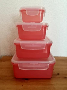 4x Lock&Lock Frischhaltedosen Mauve quadratisch 180ml+410ml+750ml+1,2L - Bild 1 von 3