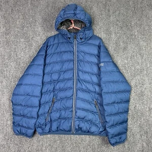 Point Zero Puffer Jacket Men XL Blue Full Zip Warm Windproof Hooded Polyester - Picture 1 of 16