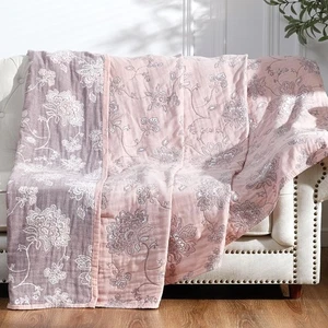 Boho 100% Cotton Muslin Queen Size 80x90 Inches Blanket Lightweight 4-Layer Q... - Picture 1 of 7
