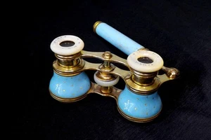 Antique Enamel Opera Glasses with Handle by Verdi Paris - Picture 1 of 9
