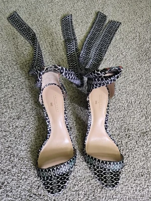 Trina Turk x INC Kanata Ankle Wrap Embroidered Heel Sandals Size 8 - Image 1 of 3