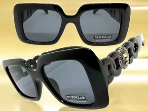 Classic Elegant Vintage Retro Hip Hop SUNGLASSES Square Black Frame Dark Lens - Picture 1 of 6