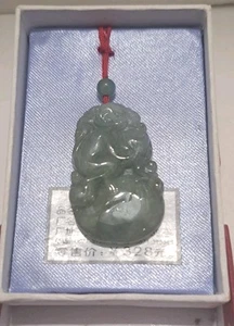 Jade Jadeite Chinese Carved Zodiac Monkey Amulet Pendant Feng-Shui Good Luck - Picture 1 of 4