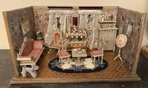 Antigua casa de muñecas alemana salón suite habitación caja - Imagen 1 de 6