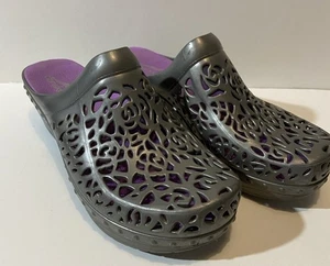 Dansko Damen Pippa Metallic hellgrau hinten offen Clogs Größe 42 US 12 - Bild 1 von 11