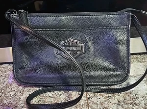 Vintage Harley Davidson echt schwarz Leder kleine Damen Schultertasche 8,5 " - Bild 1 von 4