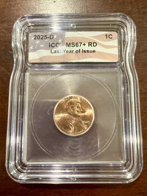 2025-D Lincoln Cent * MS67+ *  RD ICG Graded - Last Year of Issue 1c Penny  - Image 1 of 2