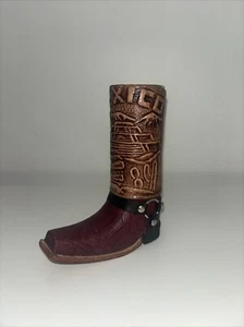 Mexican Leather Cowboy Boot Guadalajara Shot Glass Collectible Souvenir Tequila - Picture 1 of 5
