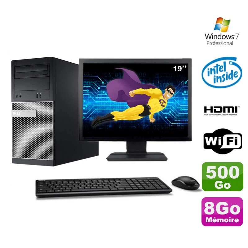 Lote PC tour DELL 3010 MT G2020 Grabador 8Go 500Go HDMI Wifi W7 + Pantalla 19" - Imagen 1 de 1
