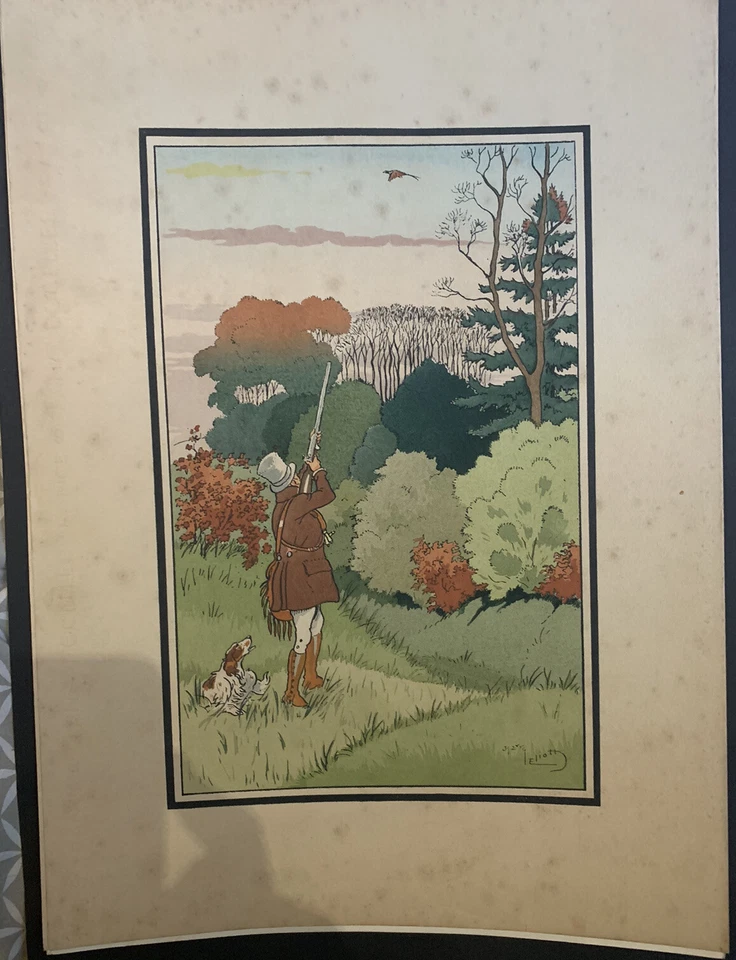 HARRY ELIOTT.LITHO/POCHOIR.SCÈNE DE CHASSE.CIRCA 1930. - Photo 1/1
