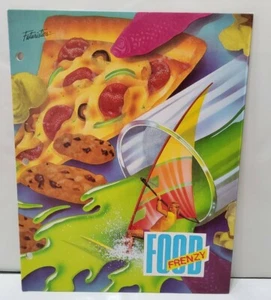 Cartella portafoglio raccoglitore 3 anelli vintage 1990 Plymouth Food Frenzy Futuristics  - Foto 1 di 3