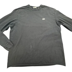 KITH Shirt Men 2XL Black Cotton Graphite Long Sleeve Crew Neck Logo Tee Pullover - Picture 1 of 9