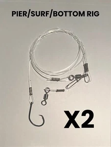 2 Pcs. Big Drum Rig Surf Fishing Striped Bass Shark Catfish 8/0 Reddrum - Picture 1 of 4