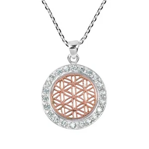 Collar Flor de la Vida Oro Rosa Vermeil sobre Plata .925 Sólida - Imagen 1 de 5