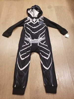 Black Panther Boys Extra Small One Piece Pajamas Hoodie Costume XS Youth E2b - Image 1 of 4