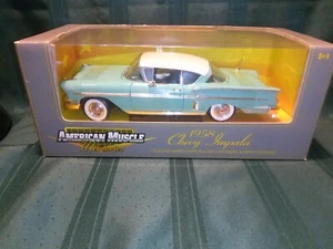 Coche diecast Ertl American Muscle Memories 1958 Chevy Impala Teal 1:18 WP105 - Imagen 1 de 6