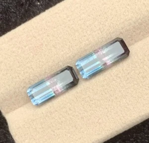 4.43 CRT Tricolour Tourmaline Pair Natural Earth Mined Unheated Faceted - Picture 1 of 5