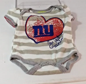 NY Giants NFL Football Jersey Baby Onsie 0-3 Months Girls Stripes Heart #998 - Picture 1 of 2