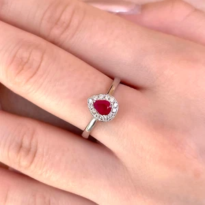lab created ruby rings moissanite ring 925 sterling silver rings women's jewelry - Afbeelding 1 van 7