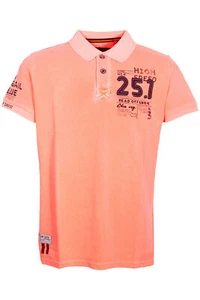 Camp David Poloshirt Polo Hemd Herren Kurzarm Baumwolle Piqué Orange - Picture 1 of 5