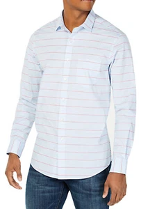 New Mens Club Room Pale Ink Horizontal Stripe Button Down Long Sleeve Shirt M - Picture 1 of 2