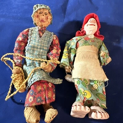 Muñeca antigua Corn Cob, mujer de arte popular estadounidense hecha a mano Foto 1 de 4