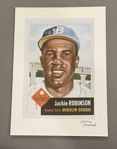 Jackie Robinson Photograph of Gerry Dvorak Artwork 1953 signed by Dvorak on Mat - Picture 1 of 7