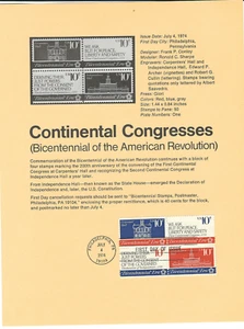 Scott #1546...10 Cent...FDI...Continental Congress (1974)...Block of 4 - Picture 1 of 1