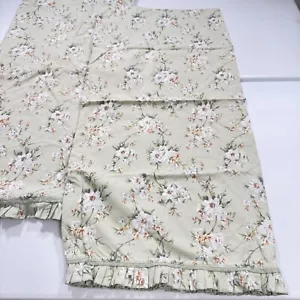 waverly pillowcase king pair green floral cotton blend ruffle french country - Picture 1 of 11