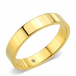 Gold wedding band ring diamond 4mm unisex